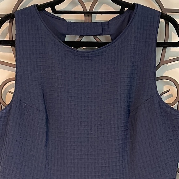 JULIA JORDAN TEXTURED OPEN BACK FIT & FLARE MIDI DRESS NAVY BLUE SIZE 12 - Picture 2 of 11